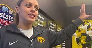 Iowa guard Gabbie Marshall reacts after playing in Crossover at Kinnick