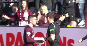 Cameron Devlin shown straight red for Hearts