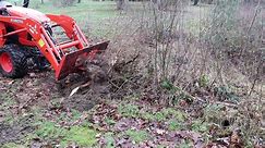 Tree stumps removal with a Kubota B2261 4WD to clear a pond (part 1)
