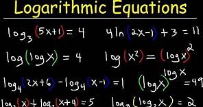 Solving Logarithmic Equations