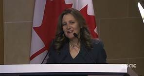 Finance Minister Chrystia Freeland delivers a speech in Washington, D.C. – April 12, 2023