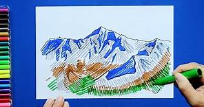 How to draw Mount Everest (Himalayas Mountains)