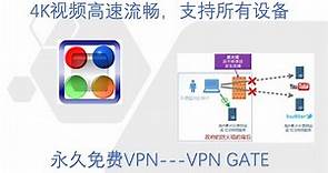 永久免费VPN，支持各种设备，为了学术开发的VPN Gate，免费翻墙，4k视频高速流畅无压力，免费科学上网