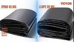 VEVOR 10 x 15 ft Pond Liner, 45 Mil Thickness, Pliable EPDM Material, Easy Cutting Underlayment for Fish or Koi, Features, Waterfall Base, Fountains, Water Gardens, Black