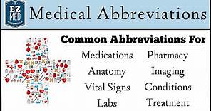 Medical Terminology: List of Common Abbreviations [Nursing, USMLE]