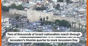 Israeli nationalists march in Jerusalem's Muslim quarter