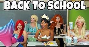 DISNEY PRINCESS BACK TO SCHOOL. Something Happens with Merida, Ariel, Tiana, Aurora and Elsa.