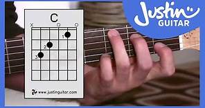 C Chord - Guitar For Beginners - Stage 3 Guitar Lesson - JustinGuitar [BC-132]