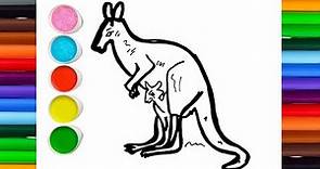 Kangaroo Drawing, painting and coloring for kids & Toddlers | How to Draw Kangaroo Drawing