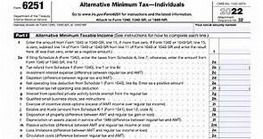 IRS Form 6251 walkthrough (Alternative Minimum Tax For Individuals)