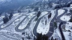 A Winding Road After Snow in Enshi, China