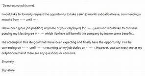 Sabbatical Leave Request Letter Template (samples) | OptimistMinds