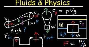 Fluid Pressure, Density, Archimede & Pascal's Principle, Buoyant Force, Bernoulli's Equation Physics