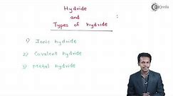 Hydride & Type Of Hydride - Hydrogen - Chemistry Class 11