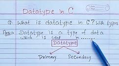 DataTypes in c | what is data types? and it's types | Learn Coding