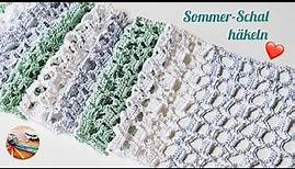 Sommer-Schal häkeln 🌞wunderschönes einfaches Häkelmuster 🥰