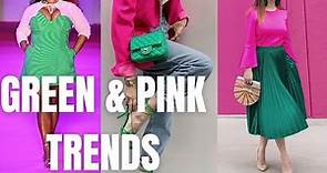 Green and Pink Outfit Ideas. New Trend Green-Pink Color Block Style.