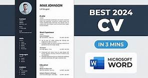 How to Make CV in Microsoft Word | Best CV Format 2024 | Quick Resume