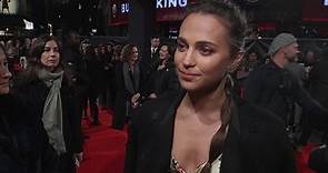 Alicia Vikander on the red carpet for Tomb Raider UK premiere