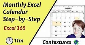 Make Monthly Calendar in Excel 365 Step-by-Step