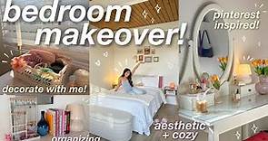 BEDROOM MAKEOVER! ⭐️ *aesthetic + cozy* pinterest inspired, decorating, organizing, etc! 🪴