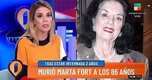 Murió Marta Fort, la madre de Ricardo Fort