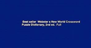 Best seller Webster s New World Crossword Puzzle Dictionary, 2nd ed. Full - video Dailymotion