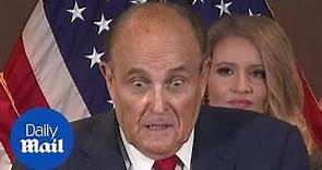 Rudy Giuliani press conference: Moment hair dye appears to run down Trump lawyer's face