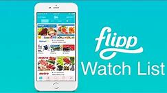 Flipp App Watch List Feature Weekly Shopping Flyers Deals Notifications Shared Grocery Groceries UI