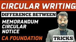 Circular Writing | Circular memo notice | circular writing ca foundation | circular writing format