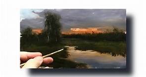 Painting a landscape in oil. Beginners painting lesson. (Narrated) Step by Step