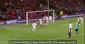 Junior Stanislas scores from a corner against Man Utd (Goal of the Day: 2015)
