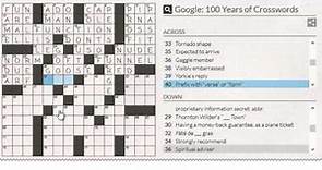 Google: 100 years of Crosswords full answers