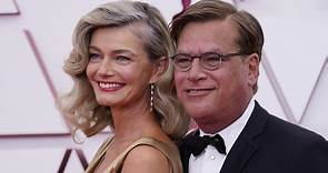Paulina Porizkova and Aaron Sorkin, who are dating, cuddle up at 2021 Oscars