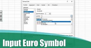 How to Input Euro Symbol in Excel