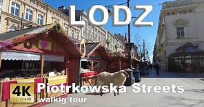 Walk tour - Piotrkowska Street - Lodz (łódź), Poland [4k 60 fps]