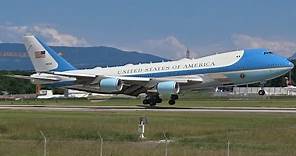 AIR FORCE ONE Boeing VC-25A & USAF C-32A landing at Geneva/GVA/LSGG