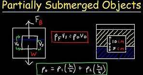 How To Calculate The Fractional Volume Submerged & The Density of an Object In Two Fluids