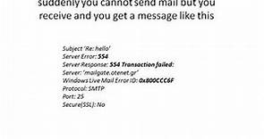 error 554 windows live mail how to fix it