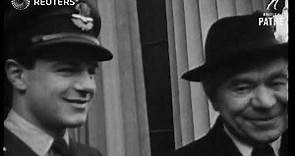 Wing Commander Max Aitken with Lord Beaverbrook at Buckingham Palace (1942)