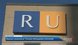 Ryerson University renamed to Toronto Metropolitan University