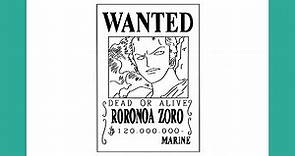 HOW TO DRAW ZORO WANTED POSTER - ONE PIECE