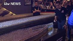 Bar breaks domino drop shot world record