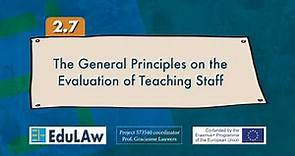 2.7 The General Principles on the Evaluation of Teaching Staff