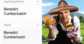 Benedict Cumberbatch in different languages meme