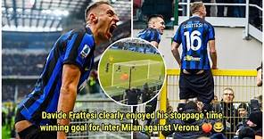 Davide Frattesi clearly enjoyed his stoppage time winning goal for Inter Milan against Verona 🍑😂