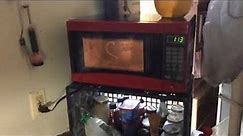 MY NEW MAINSTAYS RED MICROWAVE FROM WALMART.