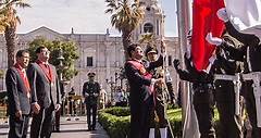 Primer izamiento del Pabellón Nacional del Perú y la Bandera de Arequipa 2023