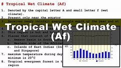 Koppen Scheme - Tropical Wet Climate (Af) | UPSC IAS Geography