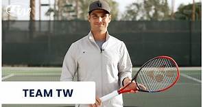 ATP Pro Marcos Giron explains his Hybrid Tennis String Setup: Tour Bite & Natural Gut in a VCORE 95